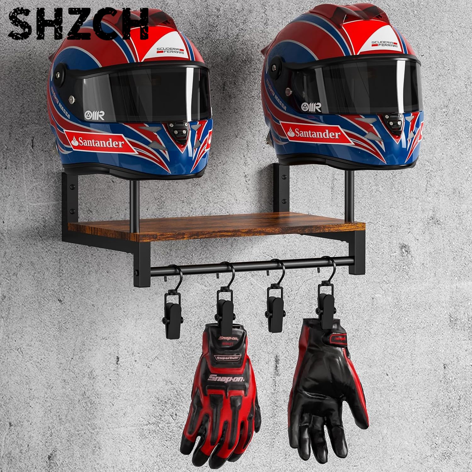 Motorcycle Gear Display Rack - Support mural double pour casques de