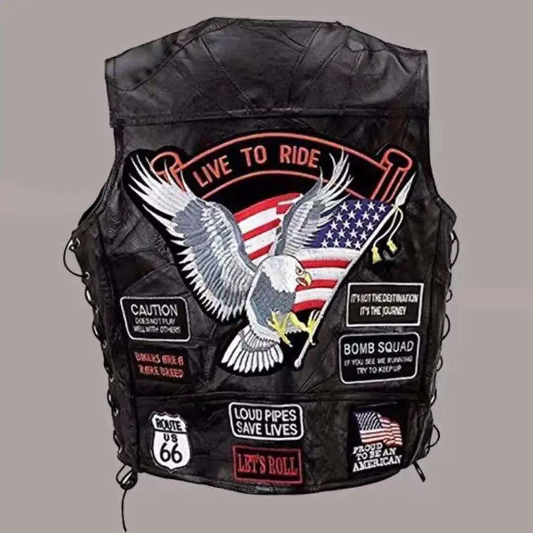 Harley-Camisole brodée en cuir - Motorcycle Gear Vest avis et prix