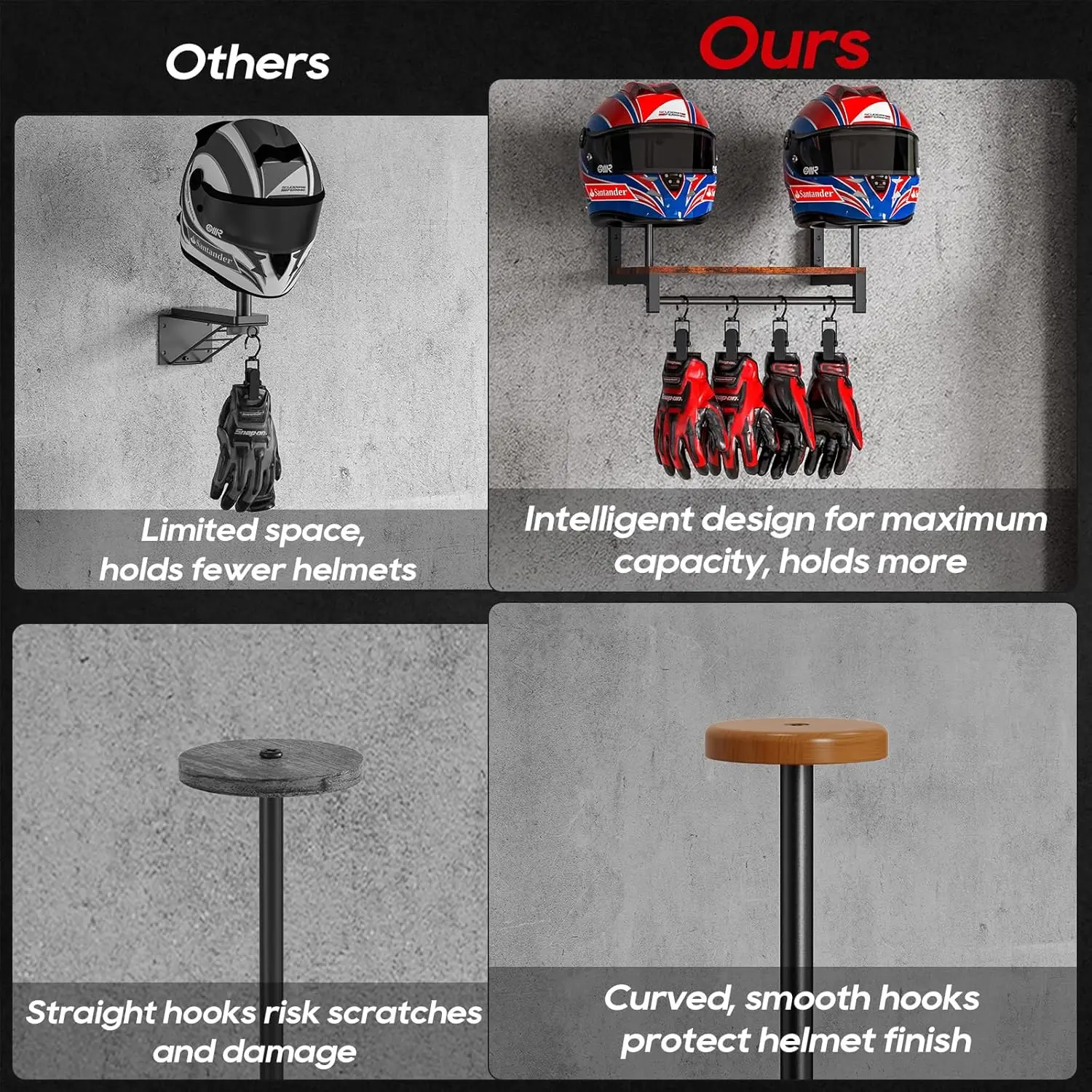 Support mural double pour casq - Motorcycle Gear Display Rack avis et prix
