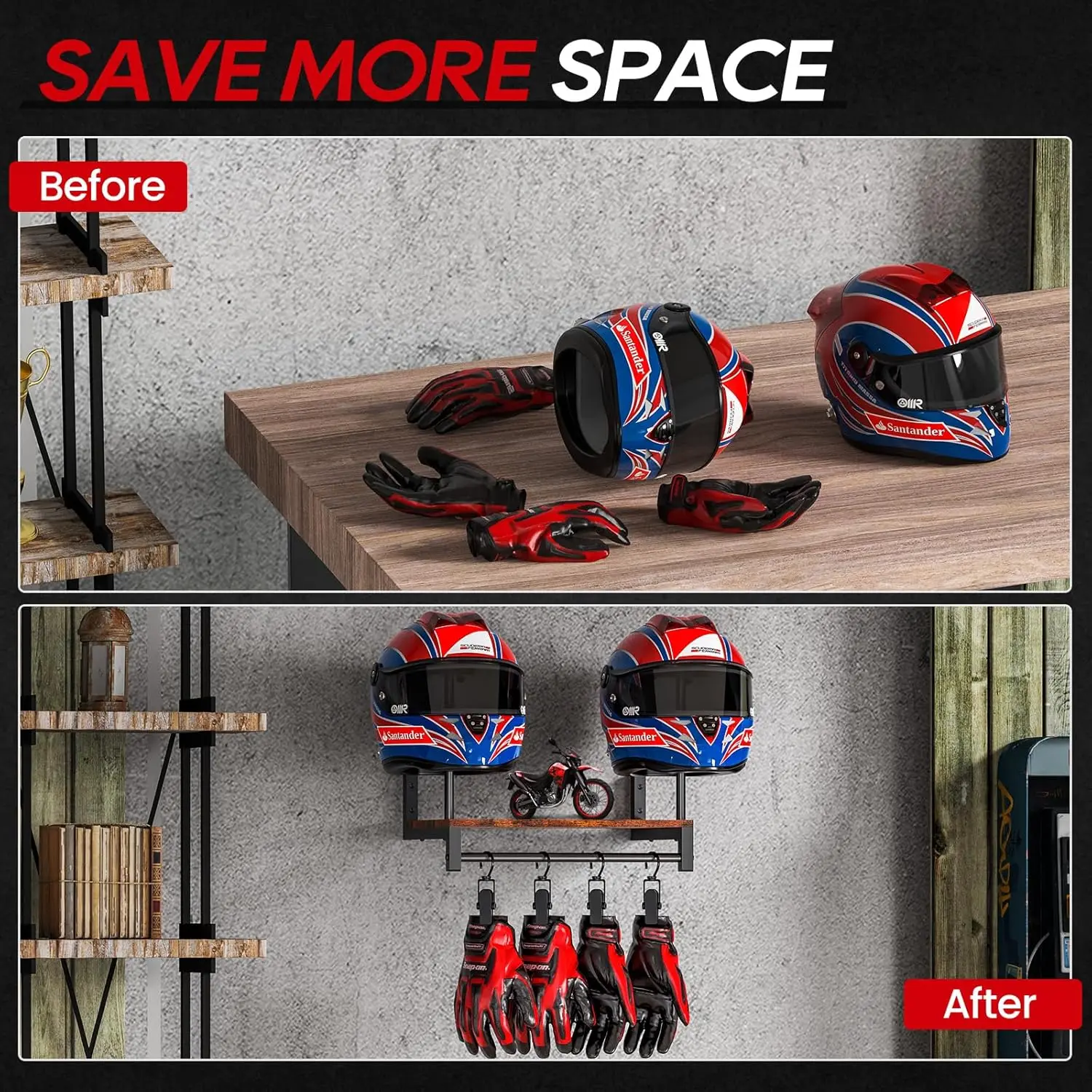 Support mural double pour casq - Motorcycle Gear Display Rack avis et prix